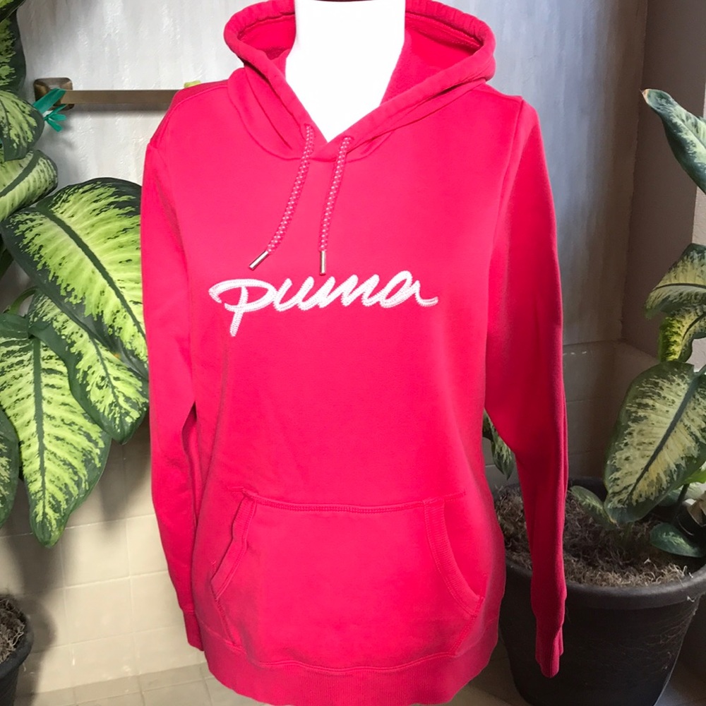 Puma pink red hoodie with front pocket